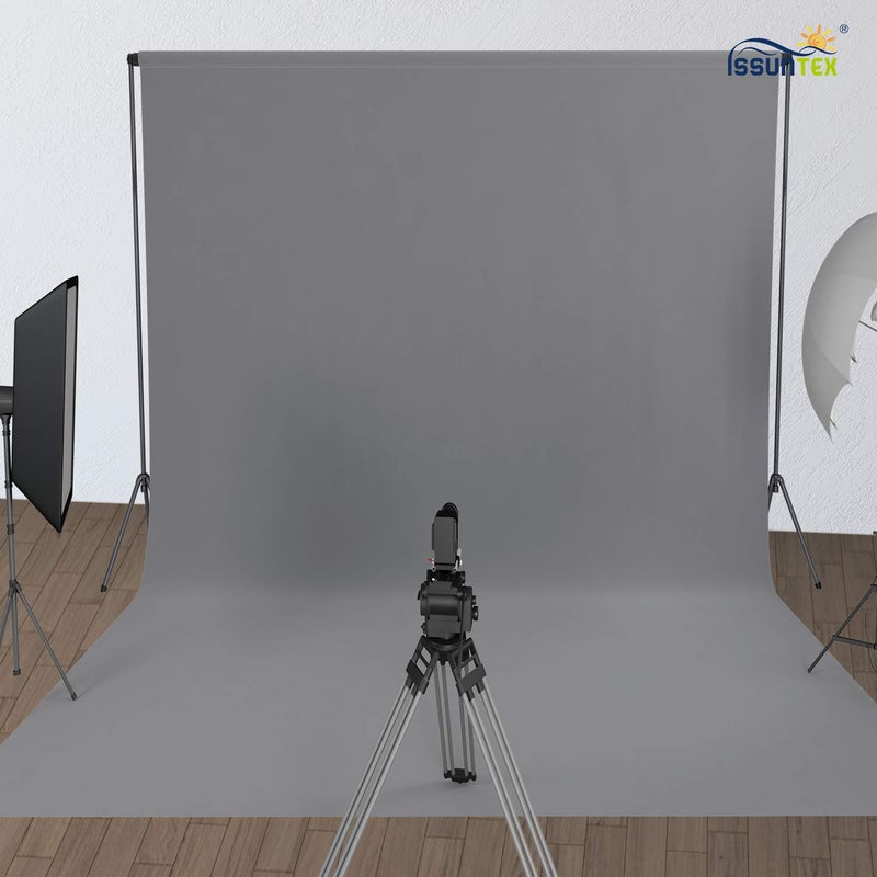 ISSUNTEX 10X24 ft Background Muslin Backdrop, Photo Studio, Collapsible High Density Screen for Video Photography and Television-Gray - Image 2